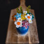 Bright Glass Flower Bouquet And Blue Ceramic Vase, thumbnail 6 of 9