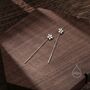 Sterling Silver Forget Me Not Flower Threader Earrings, thumbnail 6 of 10