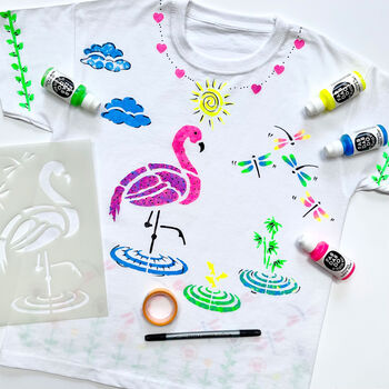 Flamingo T Shirt Painting Stencil Gift Kit, 3 of 10