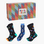 Sci Fi Space Ufos Robots Men's Bamboo Socks Gift Box, thumbnail 1 of 4