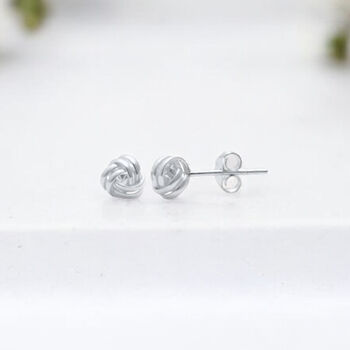 Mini Sterling Silver Love Knot Stud Earrings, 3 of 6