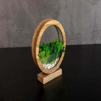 Round Wood Table Lamp With Preserved Moss, 9 of 12