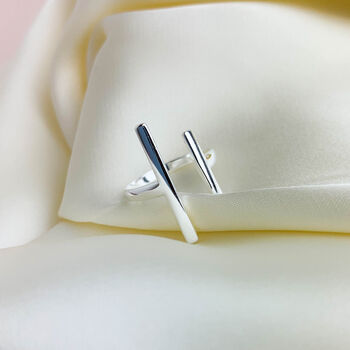 Sterling Silver Bar Open Adjustable Ring, 4 of 5