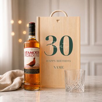 Personalised 30th Birthday Whisky Gift Set With Custom Lid, 2 of 11