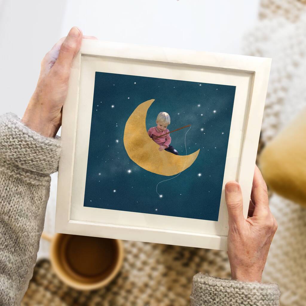 Moon And Stars Personalised Illustrated Photo Portrait