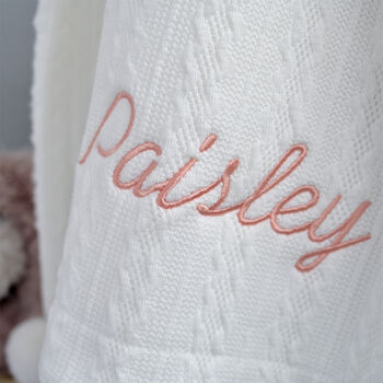 Personalised White Knitted Double Sided Blanket, 5 of 10