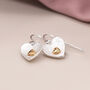 Silver And Gold Plated Double Heart Drop Earrings – 10mm, thumbnail 3 of 5