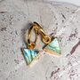 'The Triangle' Labradorite Gold Plated Earrings, thumbnail 1 of 5