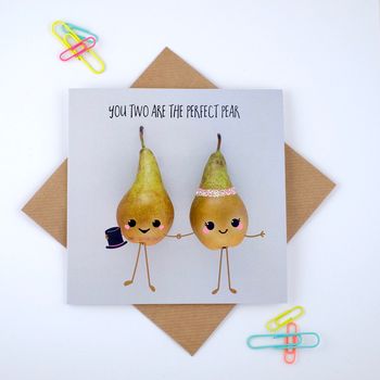 Perfect Pear Wedding Card Male And Female, 2 of 2