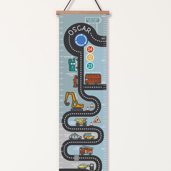 Personalised Transport Road Map Canvas Height Chart, 3 of 5