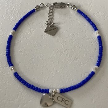 Chelsea Cfc Bead Bracelet With Heart Charm, 3 of 4