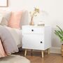 White Side End Table Nightstand With Drawer And Cabinet, thumbnail 1 of 8