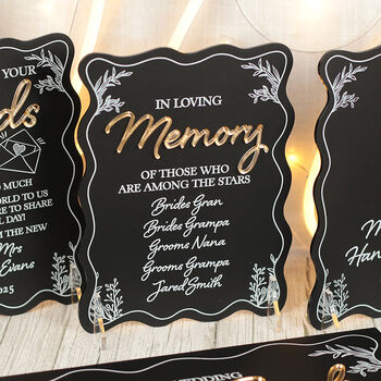 Wavy Edge Wedding Memorial Acrylic Sign, 2 of 4