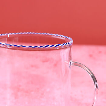 G Decor The Twist Rim Handcrafted Glassware Collection Tea Cups And Coffee Mugs In Red, Blue And Green, 4 of 7