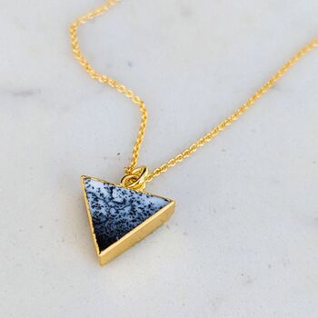 Triangle Dendritic Agate Gemstone Necklace, Gold Plated, 5 of 7