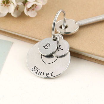 Gift For Special Sister Round Pewter Keyring, 4 of 4