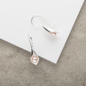 Calla Lily Pendant And Earrings Pearl Jewellery Set, 7 of 12