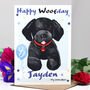 'Happy Woofday' Dog Blue Birthday Card, thumbnail 4 of 6
