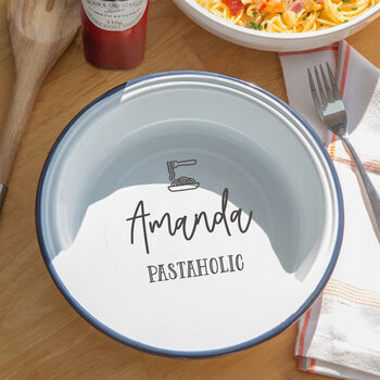 Personalised Enamel Pasta Bowl, 2 of 5