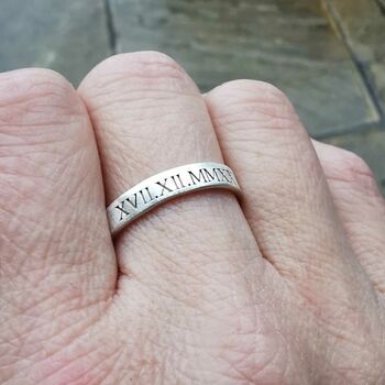 Roman Numerals Silver Band Ring, 6 of 7
