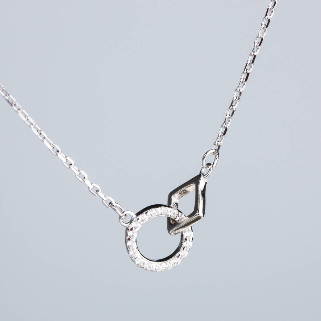 Sterling Silver Interlocking Geometric Shapes Pendant Necklace, 1 of 5