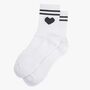 Love Heart Sporty Ribbed Cotton Ankle Socks Women's White, thumbnail 3 of 3