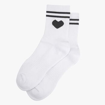 Love Heart Sporty Ribbed Cotton Ankle Socks Women's White, 3 of 3