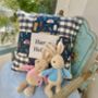 Gingham Woodland Name And Date Cushion, thumbnail 4 of 5