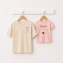 Personalised Father's Day Daddy And Me T Shirts Natural / Pink Bear, thumbnail 2 of 4
