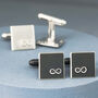 Personalised Infinity Symbol Cufflinks. Oxidised Black, thumbnail 8 of 11
