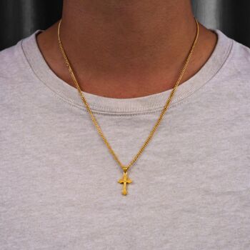 Mens 18 K Gold Cross Pendant Mini Crucifix Necklace, 6 of 10