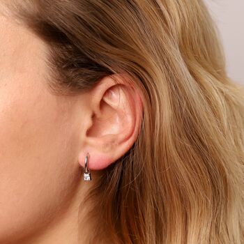 April Huggie Hoop Birthstone Charm Earrings, 4 of 4