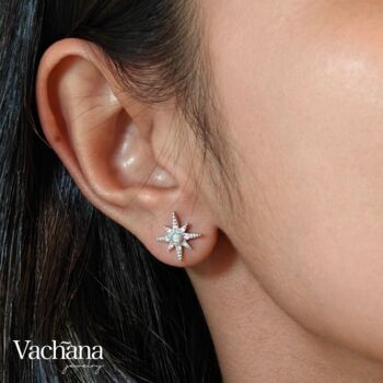 Sterling Silver 925 North Star Opal Earrings, 2 of 3
