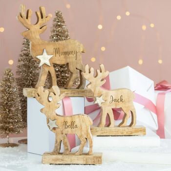 Personalised Wooden Reindeer Family Decoration, 4 of 9
