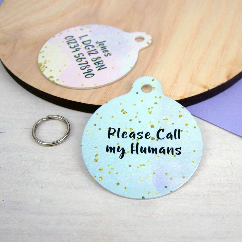 Personalised Pet ID Tag Pastel Watercolour Gold Flake, 1 of 4