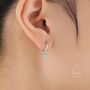Green Opal Dot Dangle Huggie Hoop Earrings, thumbnail 7 of 10