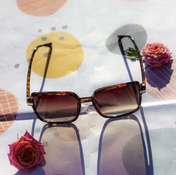 Elegant Square Side Metal Detail Sunglasses In Tortoise Shell, 3 of 3