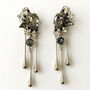 Silver Drop And Swarovski Crystal Fan Earrings, thumbnail 1 of 4