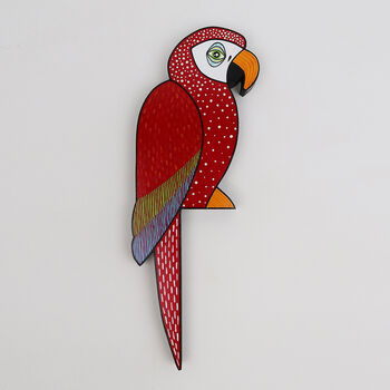 Hand Painted Red Parrot Door Topper, 2 of 4