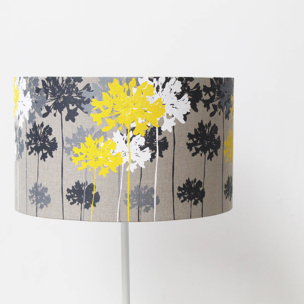 Layered Agapanthus Lampshade Greys And Mustard By Emma Purdie