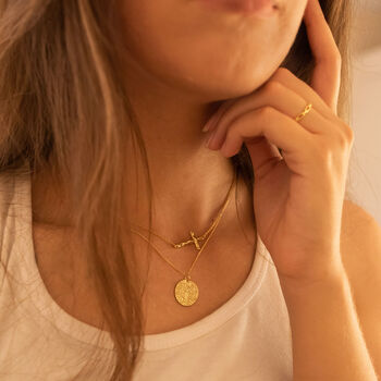 Dainty 14 K Gold Cross Choker Necklace, 5 of 8