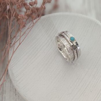 Personalised Silver And Turquoise Spinner Ring, 3 of 10
