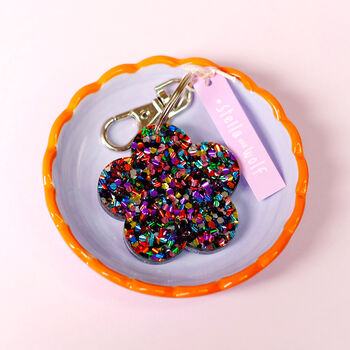 Rainbow Glitter Flower Mirror Keyring, 6 of 8