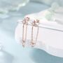 Sterling Silver Starburst Cz Dangle Chain Stud Earrings, thumbnail 2 of 12