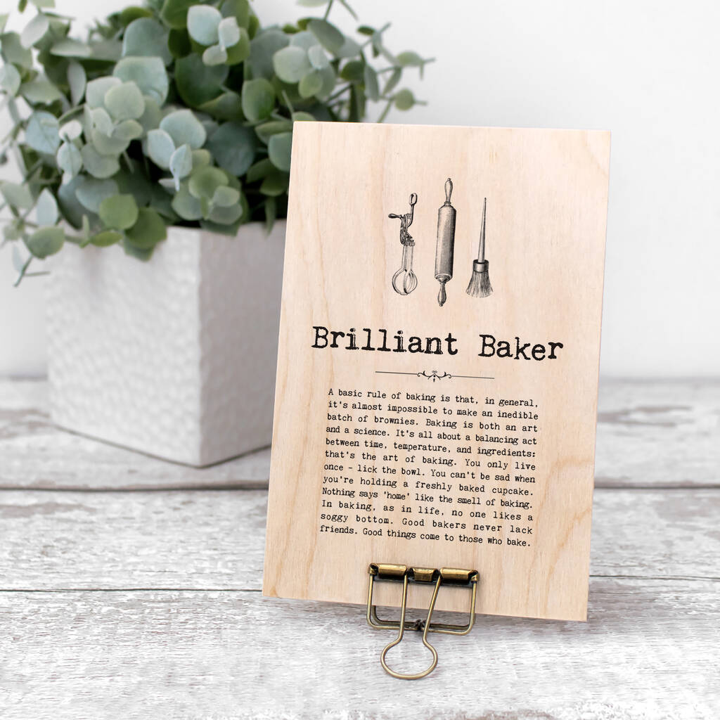 Gift For Baker Mini Wooden Sign With Hanger, 1 of 12