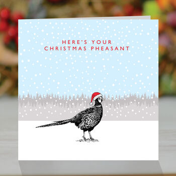 Here's Your Christmas Pheasant Funny Pun Christmas Card, 2 of 2
