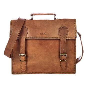 Personalised Leather Satchel Messenger Bag, 10 of 12