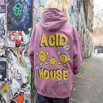 Acid House Unisex 90s Style Graphic Hoodie In Purple, 3 of 6