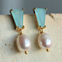 Seafoam Turquoise And Freshwater Pearl Earrings, thumbnail 1 of 6