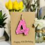 Personalised 4th Birthday No. Four Wooden Keepsake Card, thumbnail 2 of 3